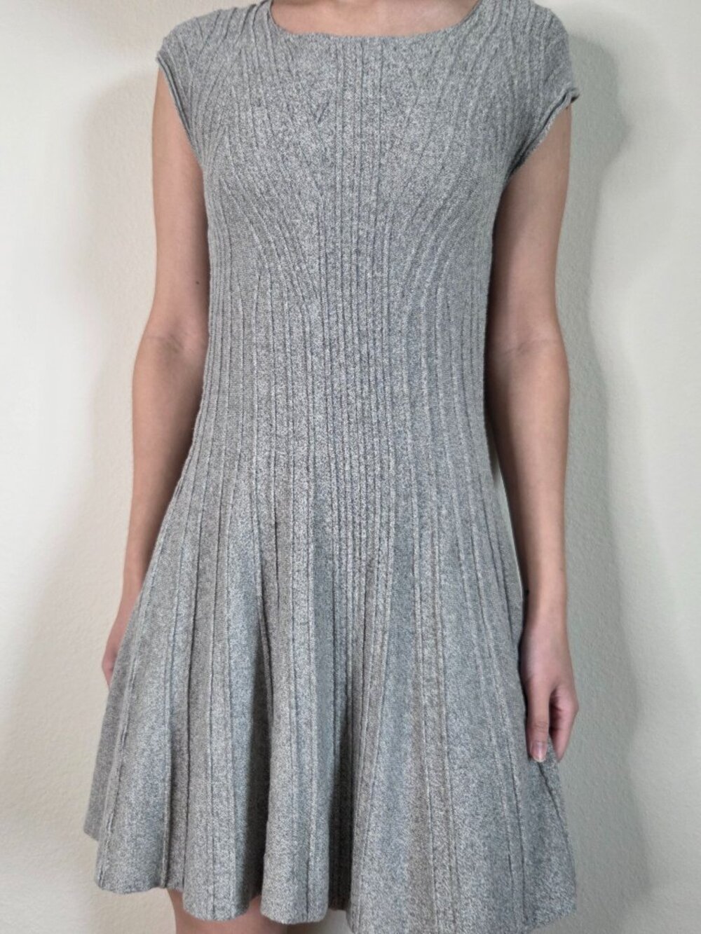Max Studio Grey Fit & Flare Knit Dress - Small